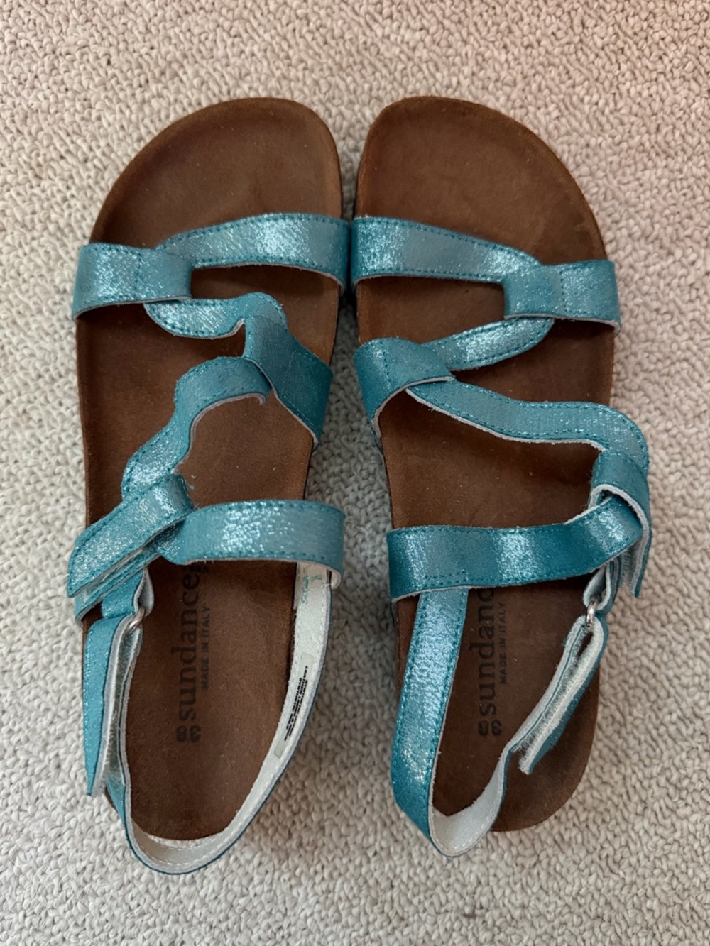 Sundance Teal Shimmery Strappy Women's Sandals